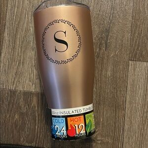 Gold Insulated Tumbler with Initial S